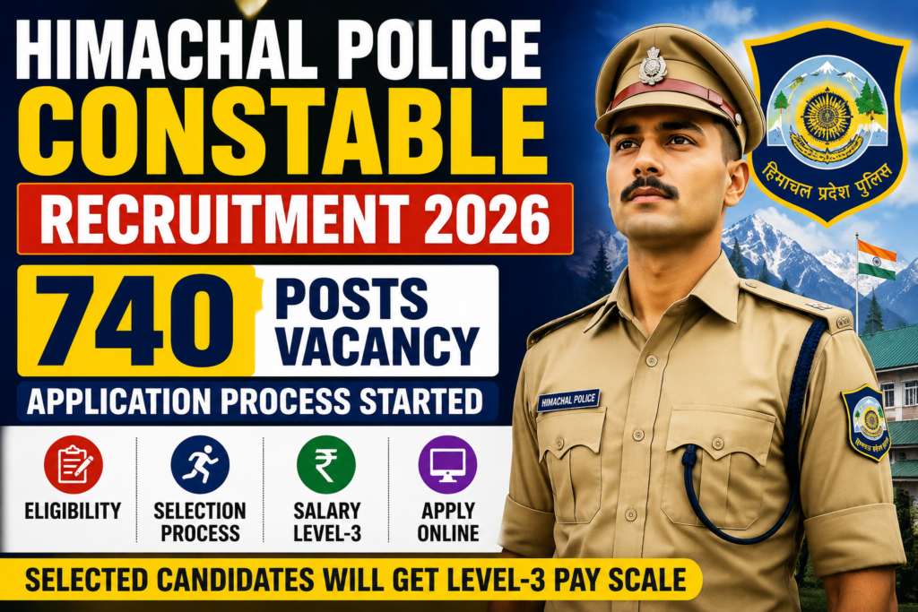 Himachal Police Constable Recruitment 2026 Begins for 740 Posts