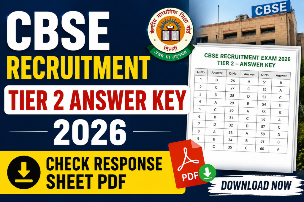 CBSE Recruitment Tier 2 Answer Key 2026,