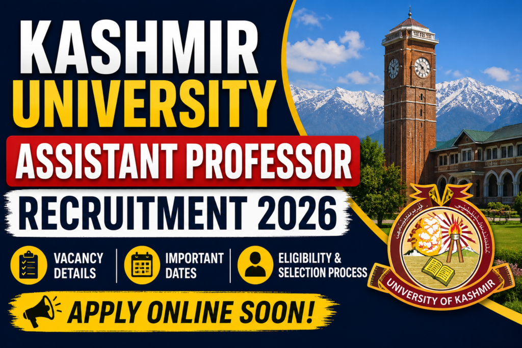 Kashmir University Recruitment 2026 Poster