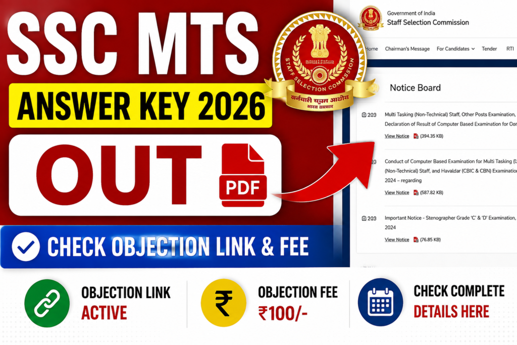 SSC MTS Answer Key 2026 Out @ssc.gov.in, Check Objection Link and Fee